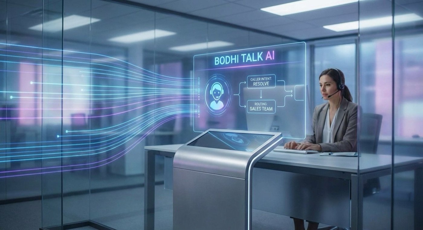BodhiTalk AI routing a caller's intent to the sales team